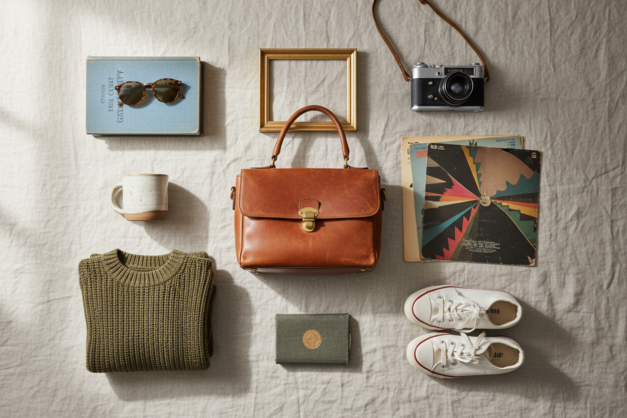 Young diverse people happily thrifting and shopping preloved clothing in a vintage-style thrift store