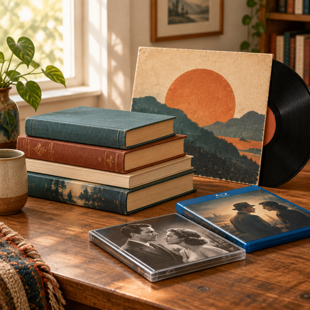 Books and media collection cover