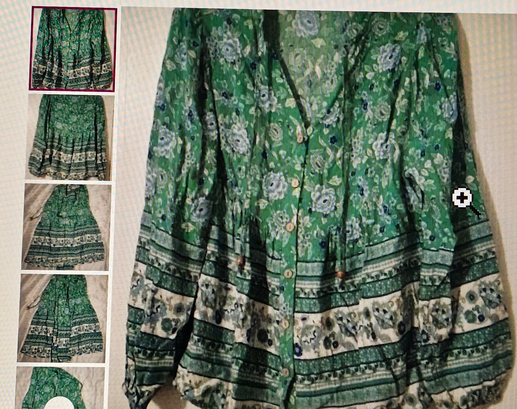women's top size S 100%viscose parsley green long sleeves boho grunge cottage
