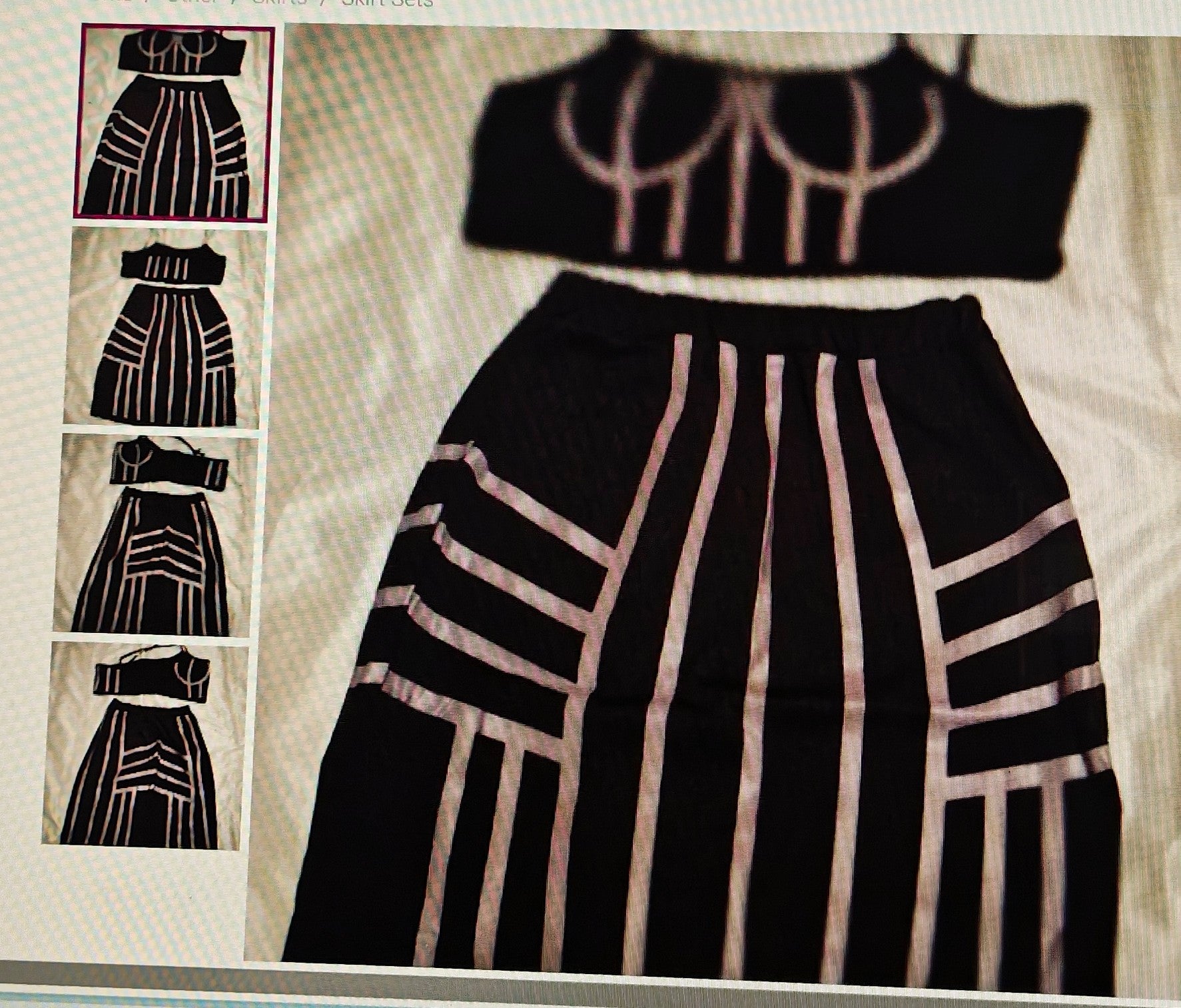 Elegant Black and Gray Women's Skirt Set size S