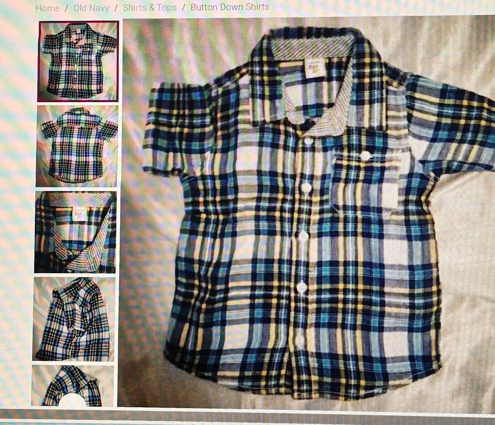 Old Navy boy's collared short sleeves shirt size 3T multicolor stripes fun wear