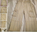Beige pants with multiple views on a white background
