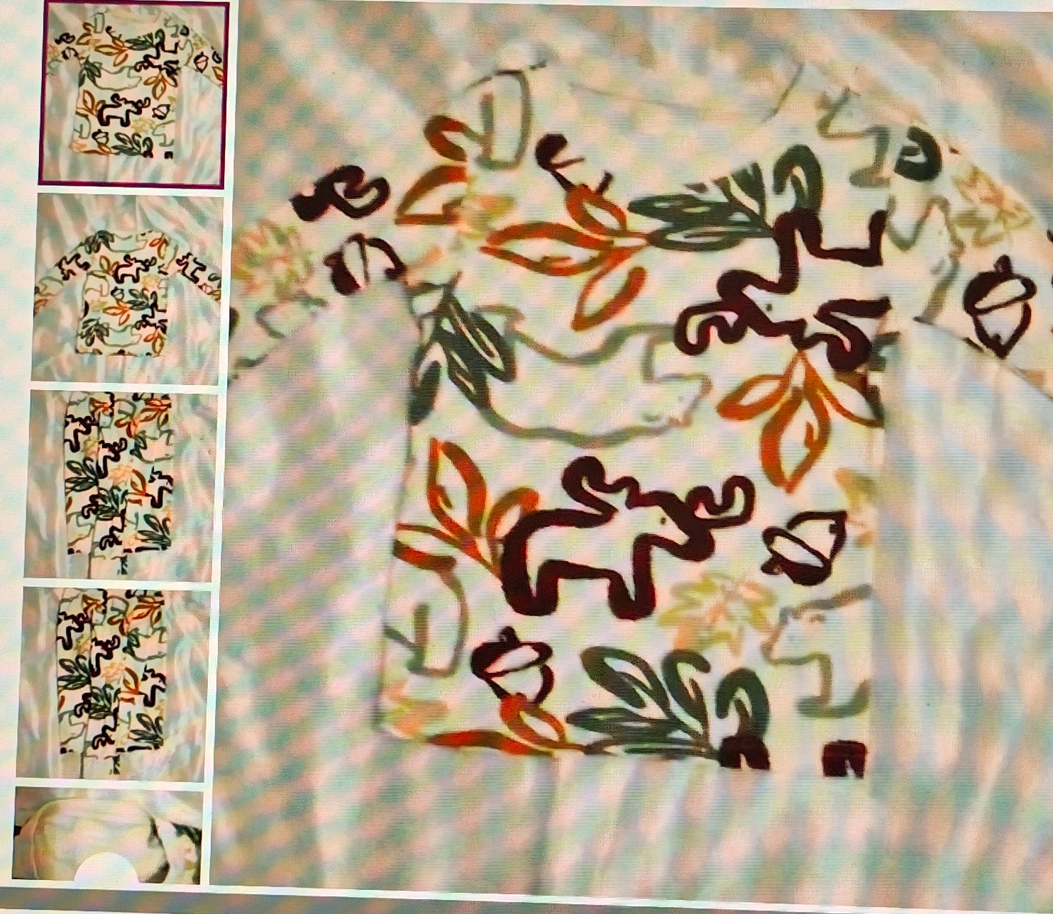 Floral patterned fabric with a close-up inset showing detailed design.