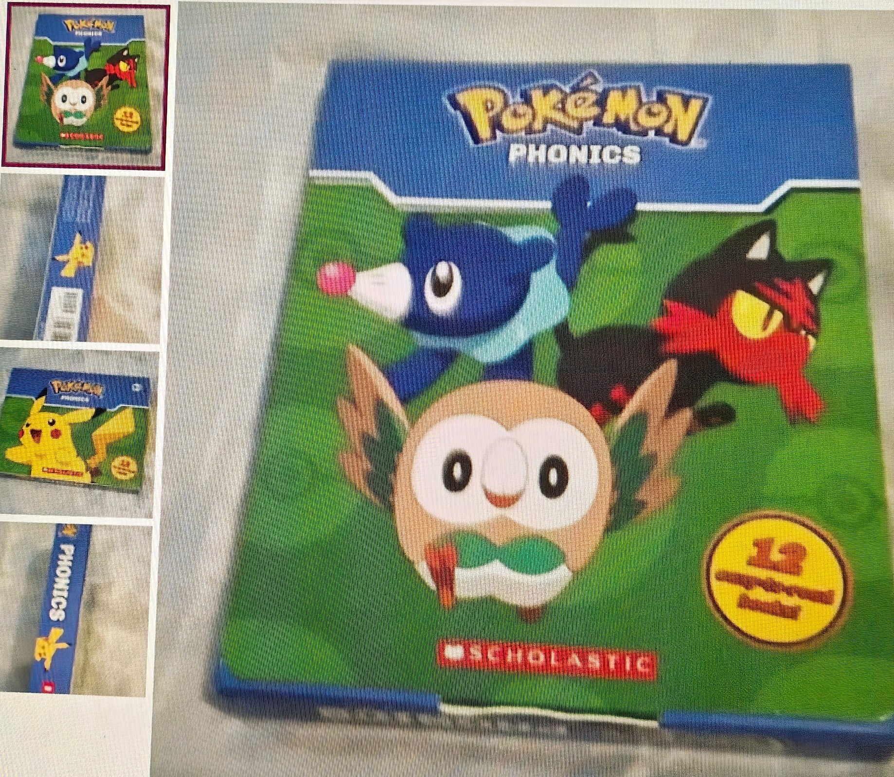 Pokémon Phonics book with characters on a green background