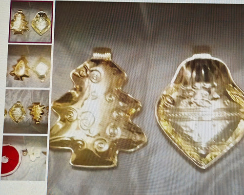4 gold tone holiday candy dishes Christmas in July decorative event

