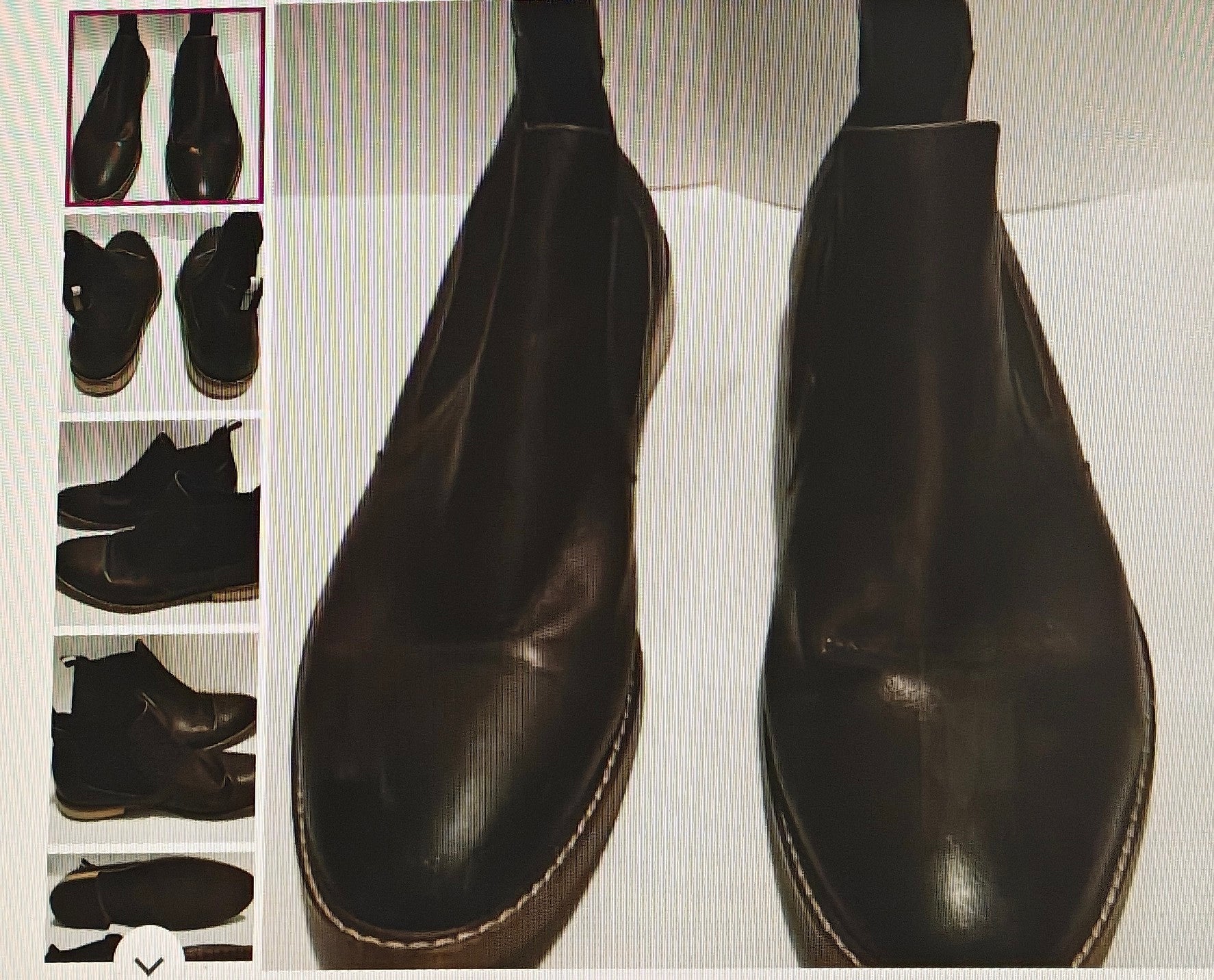 Pair of black leather boots on a white background with additional views shown.
