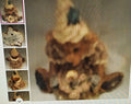 Blurred wooden bear figurine with inset images showing different angles.