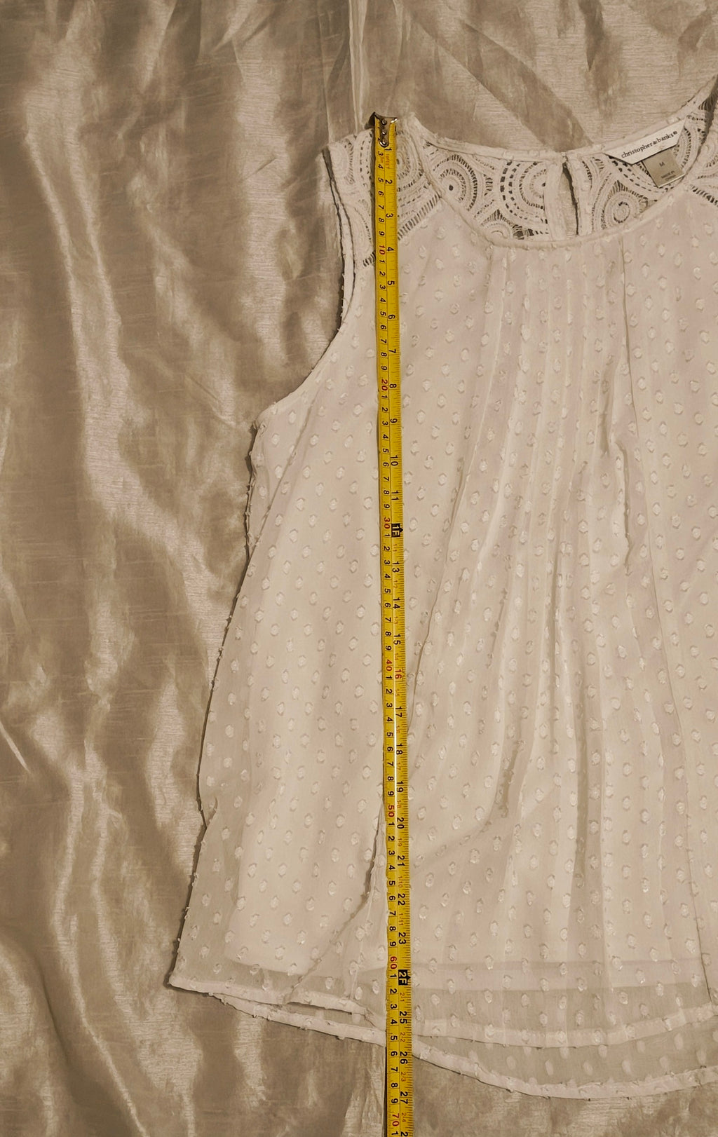 christopher & banks women's white sleeveless tank top size M cottage peated front