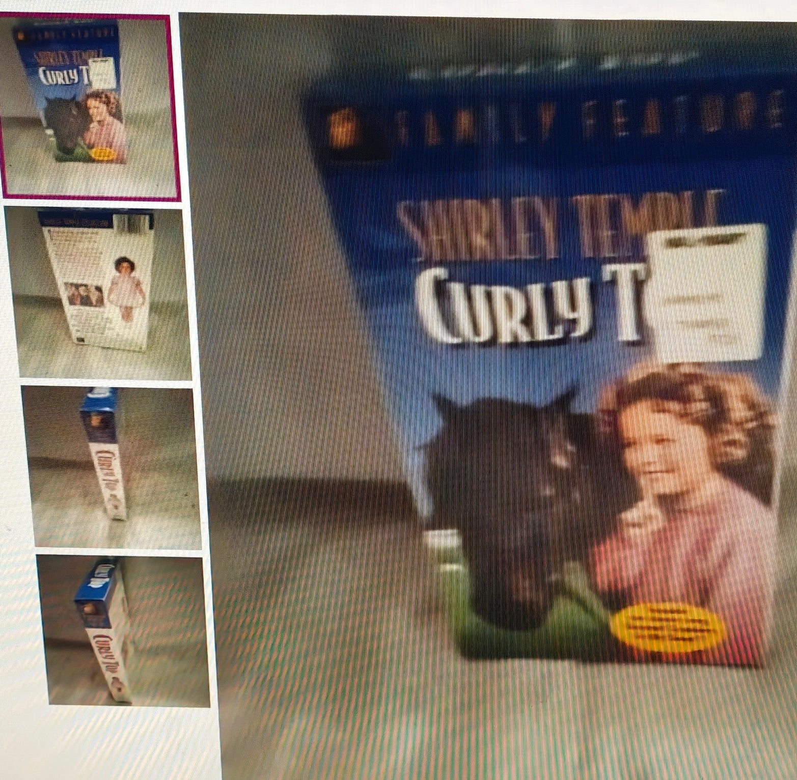 VHS tape cover of 'Curly T' with a horse and child on a blue background