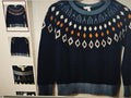 Women's Arcrylic lng sleeves sweater blue w/geometric szS4-6 univesity style
