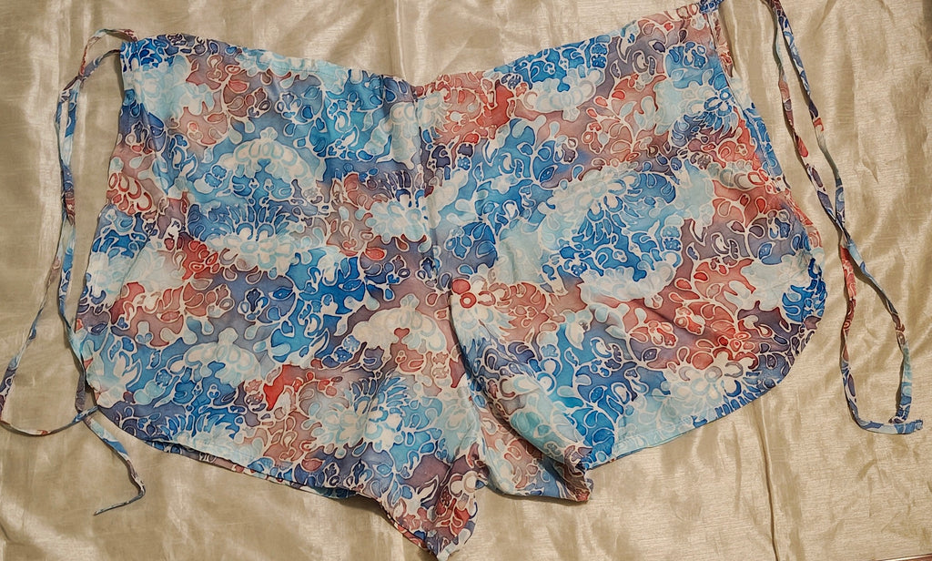 New Penang women waist tie beach bottom shorts size XL multicolor rayon