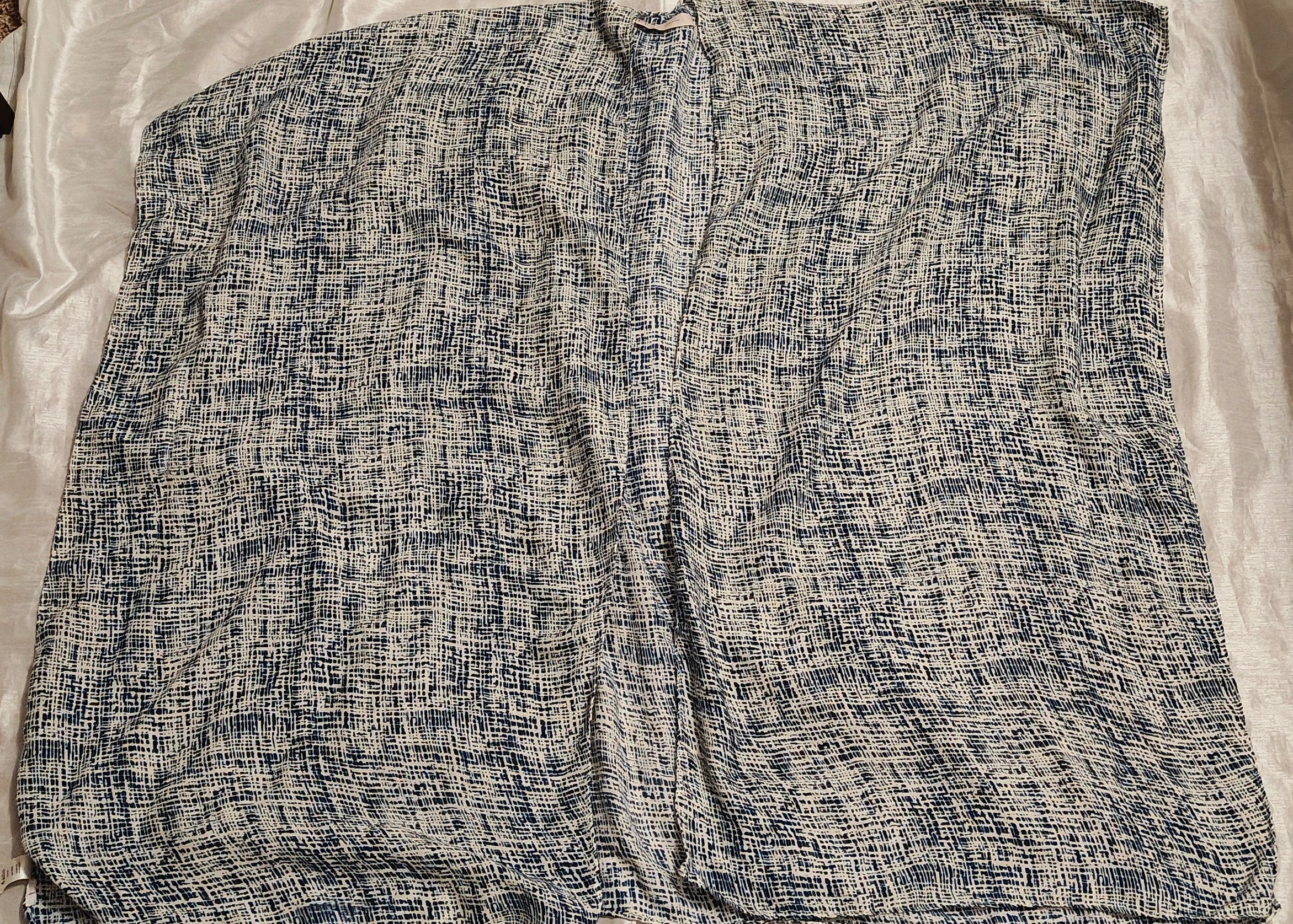 Loft women's cardigan cream navy blue grid pattern