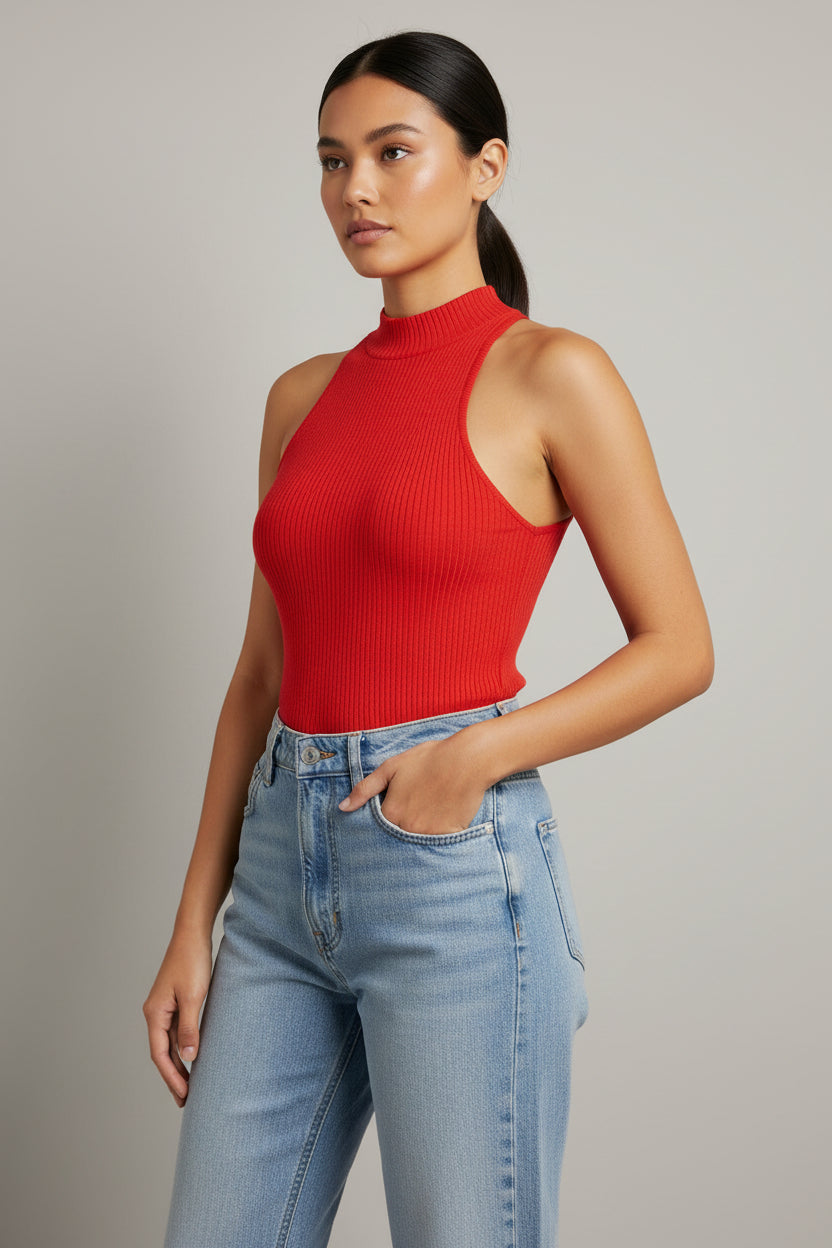 Karen Millen women's tank top orange size M jersey spandex
