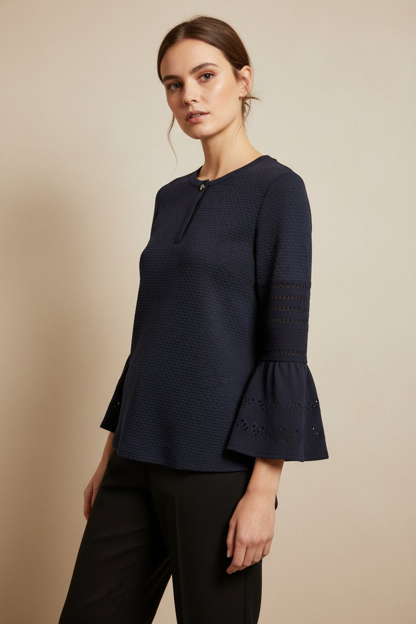 roz & ali women's top blueish long sleeves size M round neck