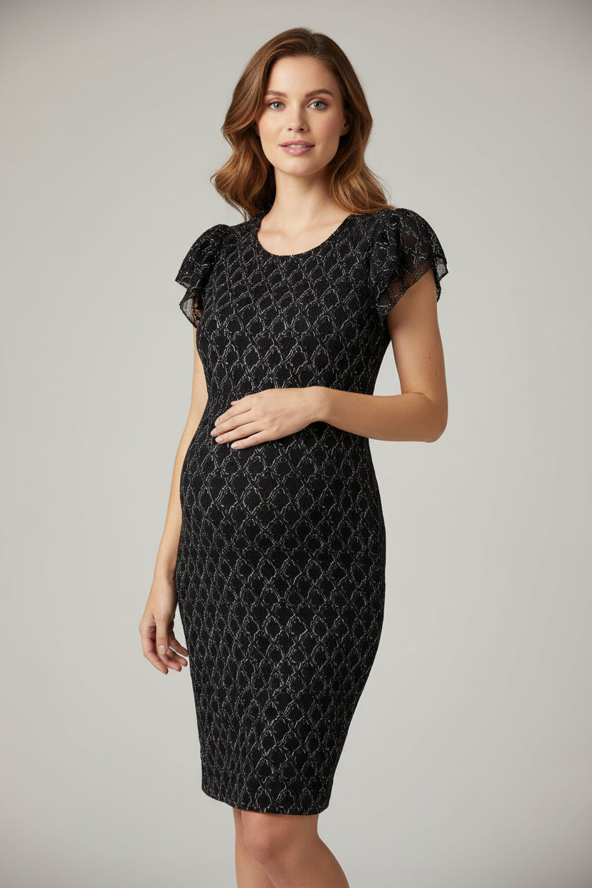 Liz Lange Maternity women's dress size L black and white short sleeves goth grunge wear