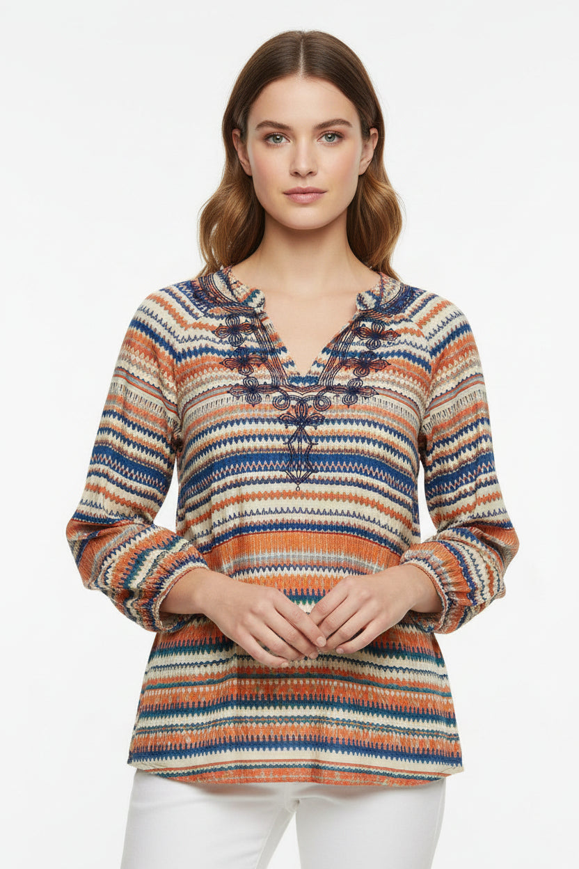 J Crew women's top size XS embroidered multicolor boho grunge stylish wear