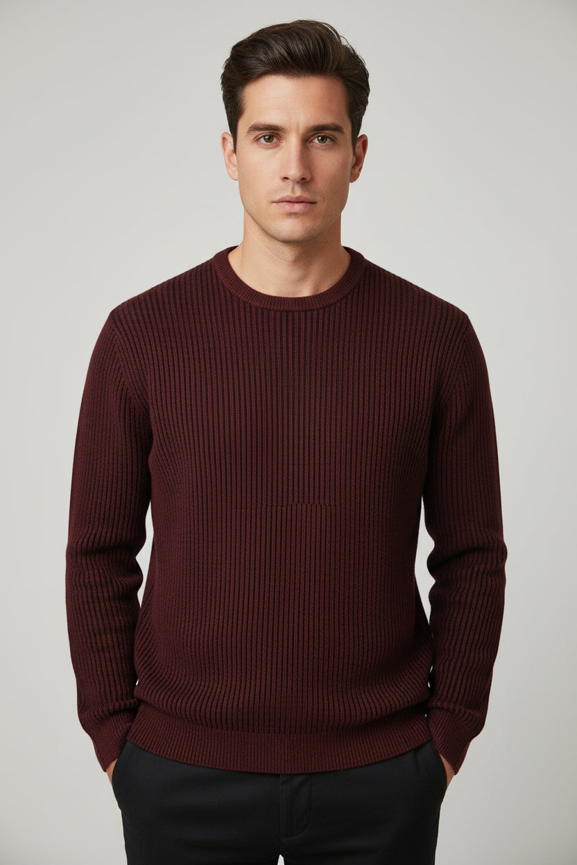 J Crew men's sweater 100%merino wool size L slim burgundy work preppy wear