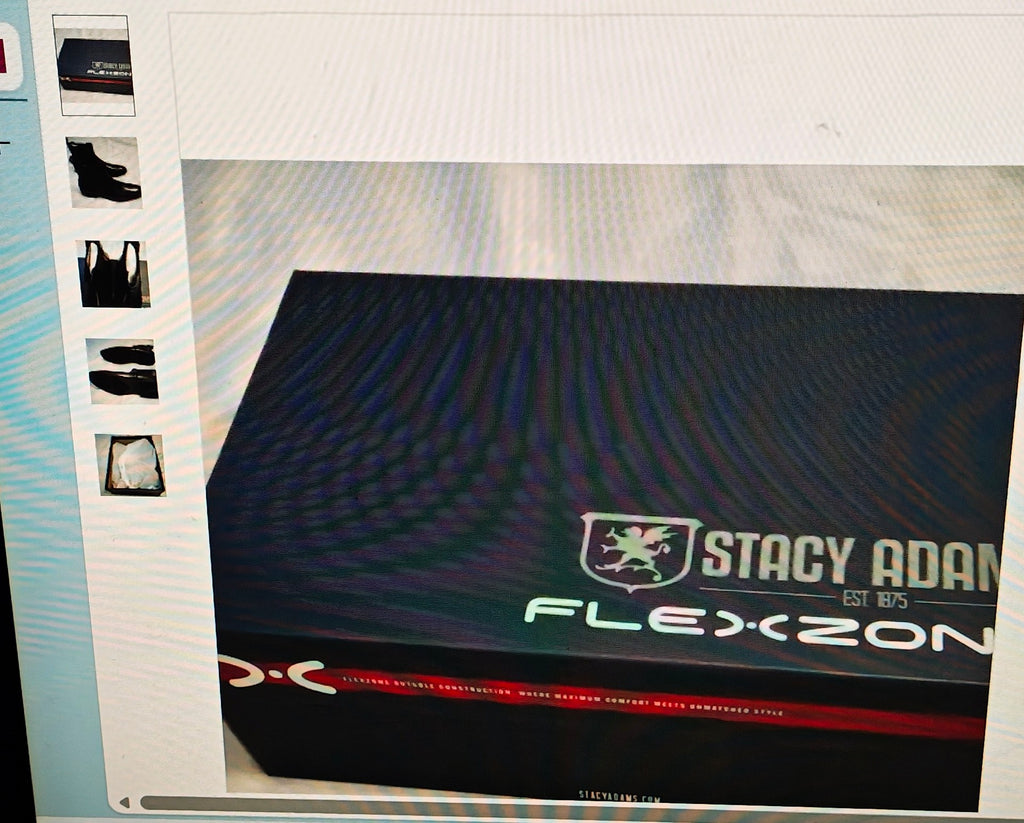 Stacy Adams Flex-Zon product packaging with brand logo on a textured surface.