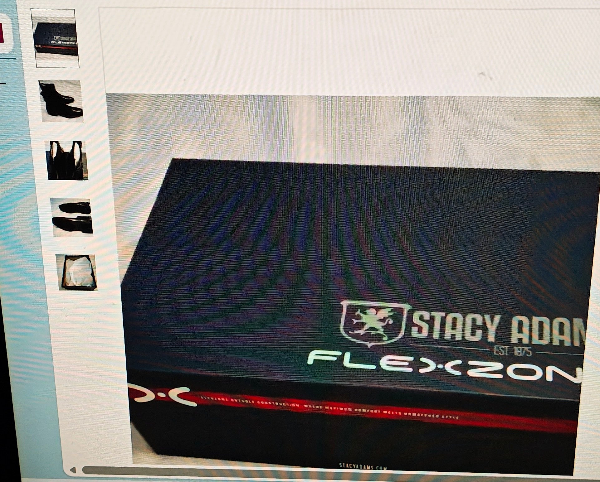 Stacy Adams Flex-Zon product packaging with brand logo on a textured surface.