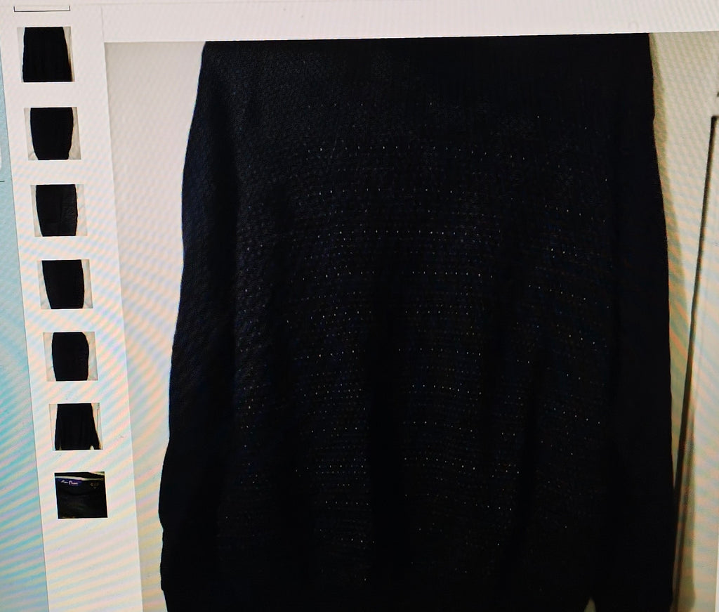 Alan Flusser Long Sleeves V-Neck Black Sweater for Men SizeXL
