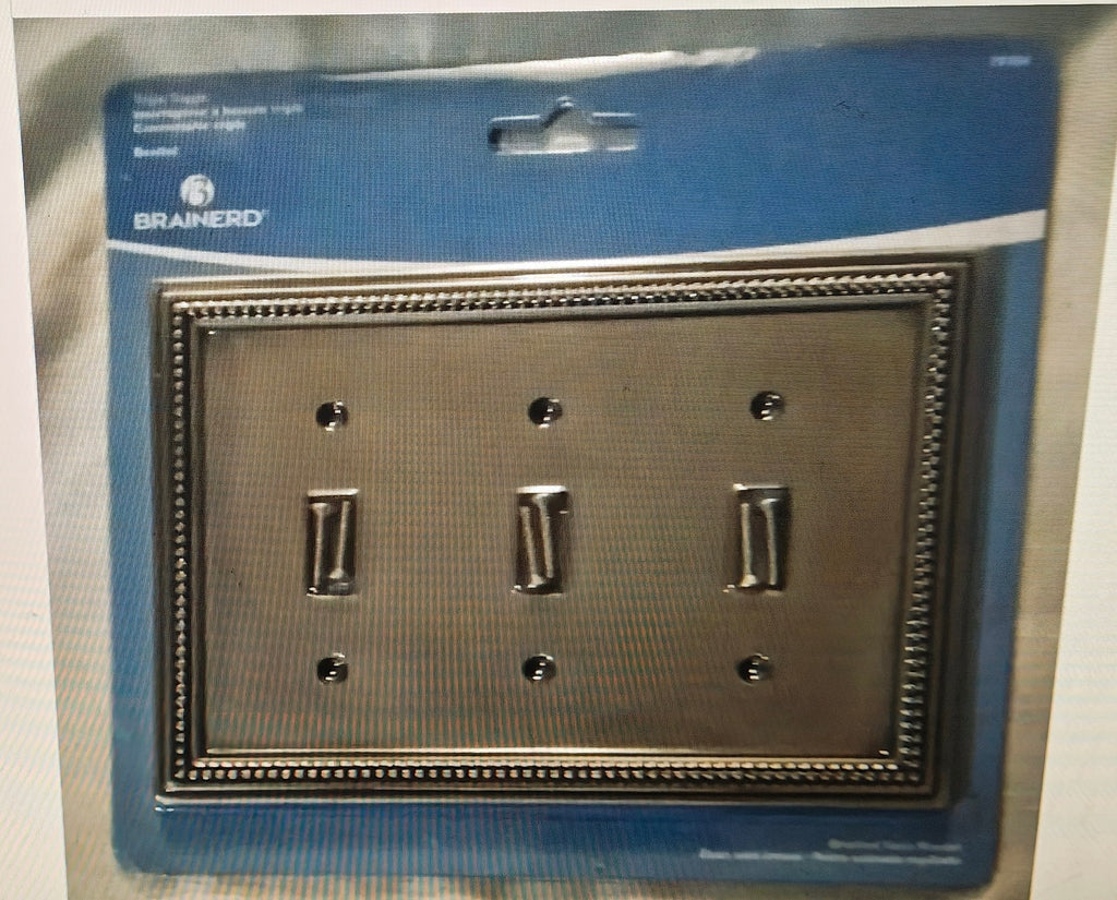 Brainerd Triple Toggle grey light switch cover new mounting hardware included