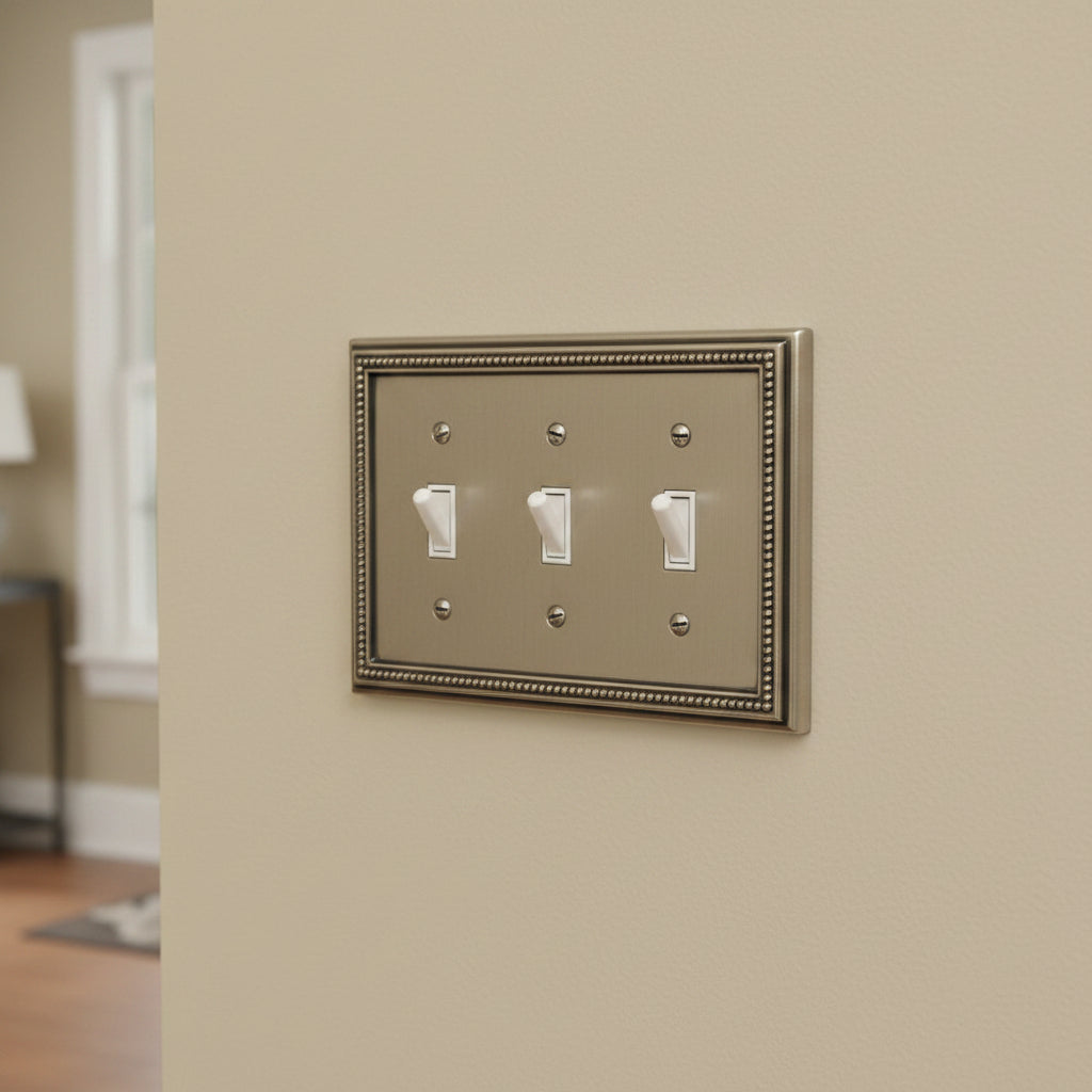 Brainerd Triple Toggle grey light switch cover new mounting hardware included