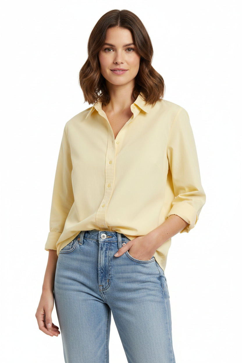 White Stag women's button yellow long sleeves shirt size L (12/14)
