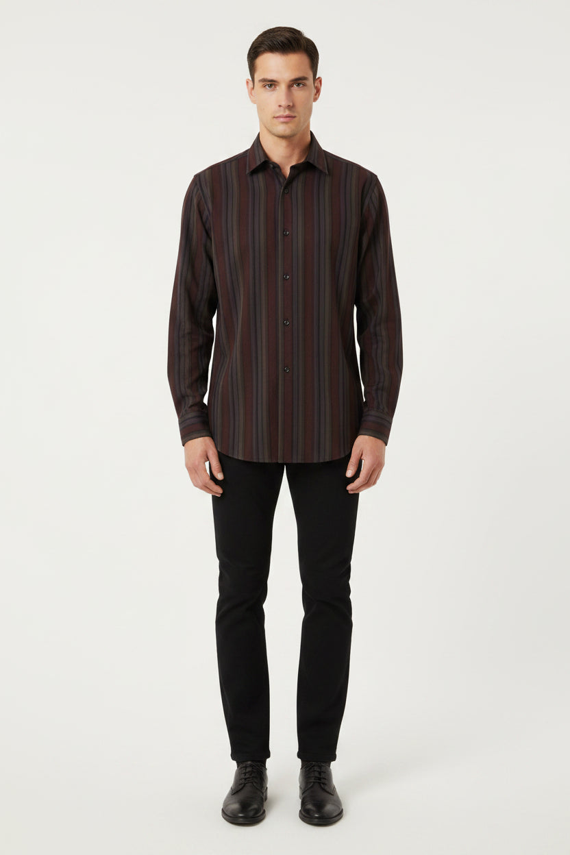 Basic Options Men's Plaid Shirt - Black and Brown Size XL