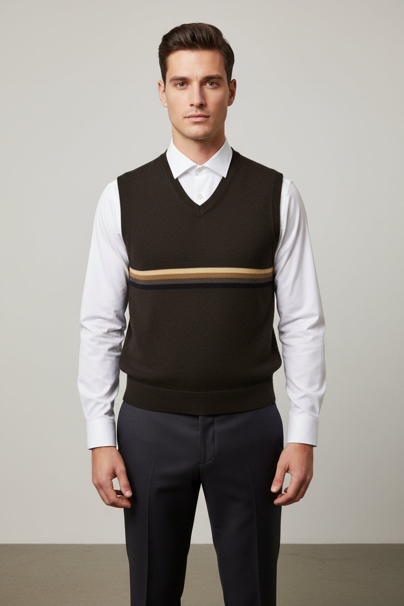 Structure Urban Wear men's vest size XL brown lambswool business preppy wear