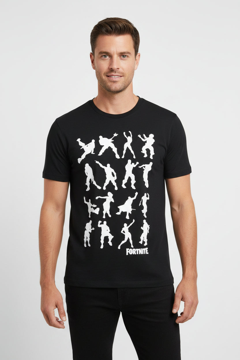 Fortnite Men's Black Tee with White Graphic Size M 38/40