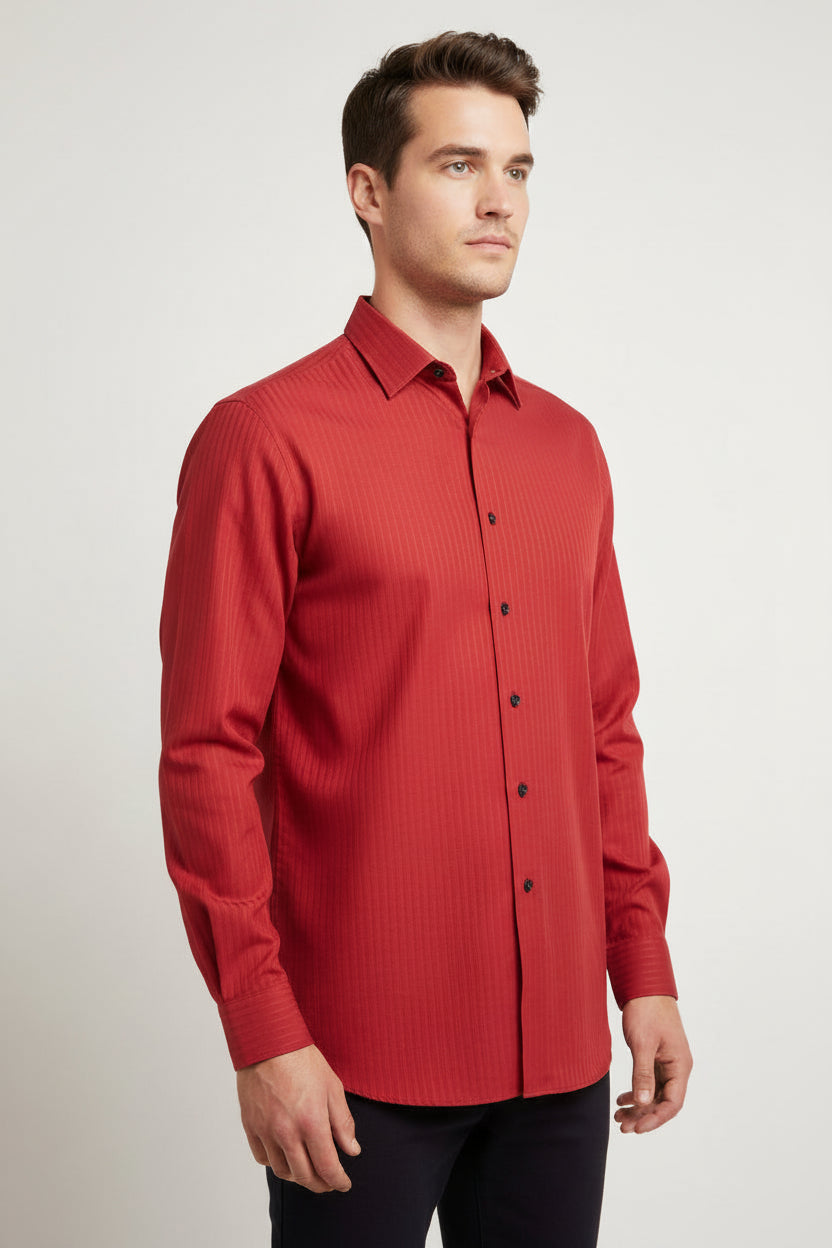 haggar men's long sleeves dress shirt burgundy size XL rayon