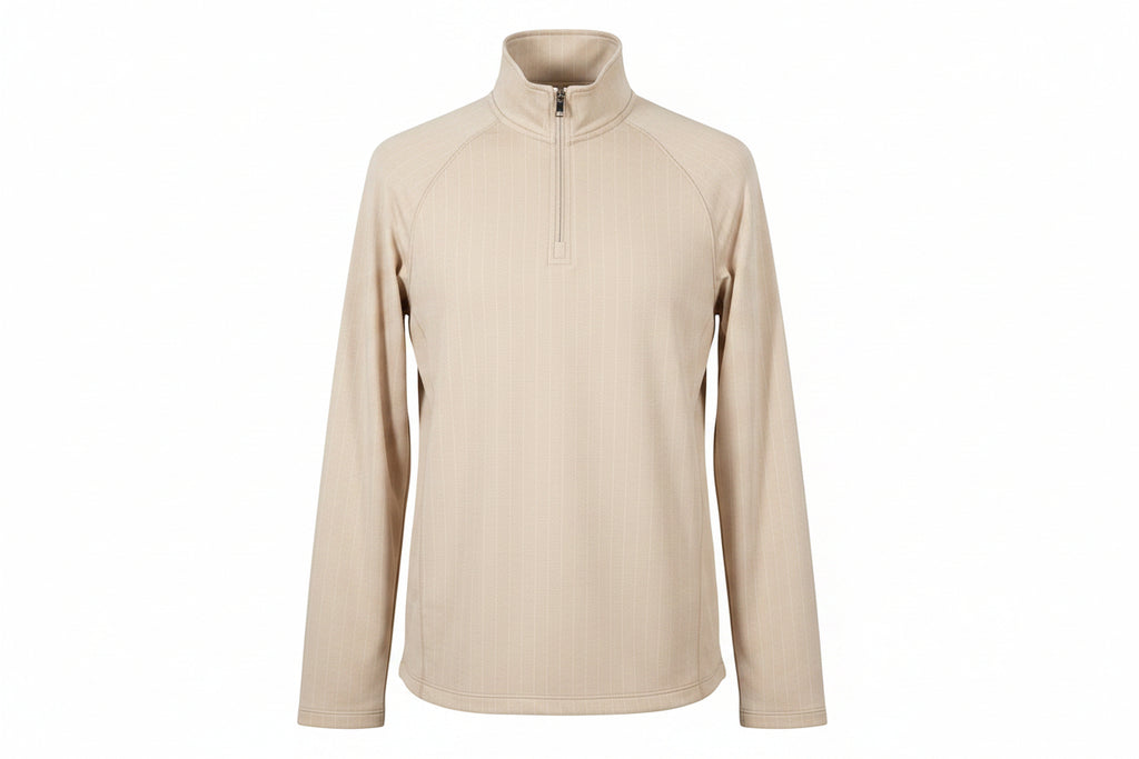 bcg men's top size M cream zipper pull-on long sleeves casual workout wear