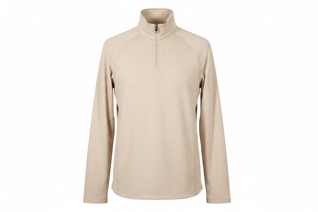 bcg men's top size M cream zipper pull-on long sleeves casual workout wear