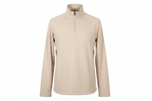 bcg men's top size M cream zipper pull-on long sleeves casual workout wear