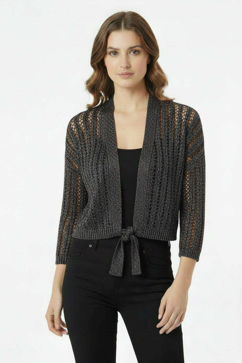 Sweater Project women's crochet crop top XL brown & gold metalic whimysical wear