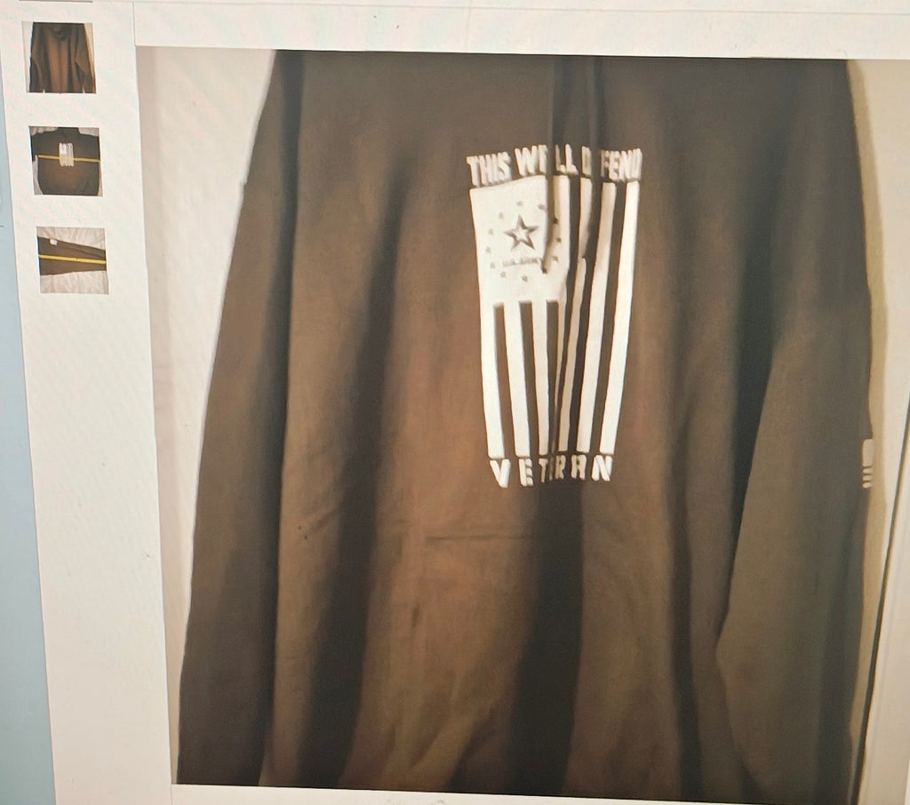 Brown sweatshirt with a graphic design on a white background