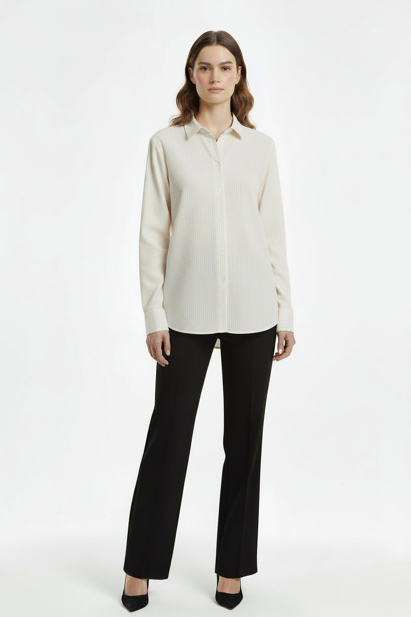 Shapely women's cream long sleeves linen top size 16