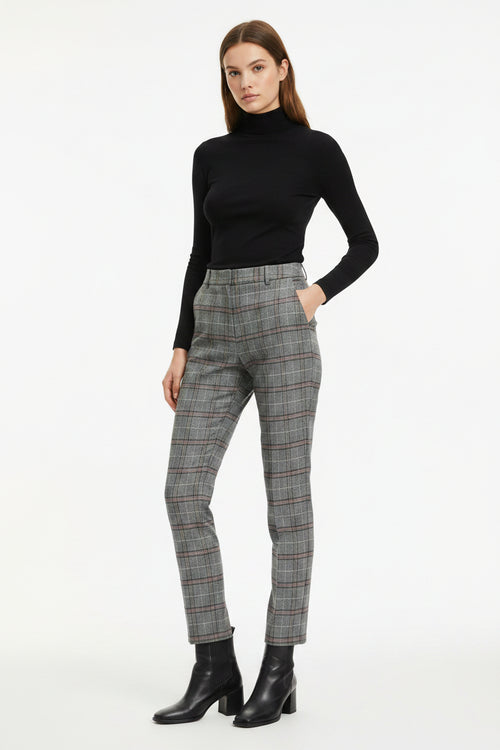 Ann Taylor petite pants plaid grey black white size 12P Linen and cotton