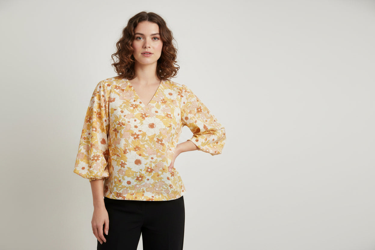 BTFBN women's blouse size L parsley long sleeves with elastic cottage boho grunge
