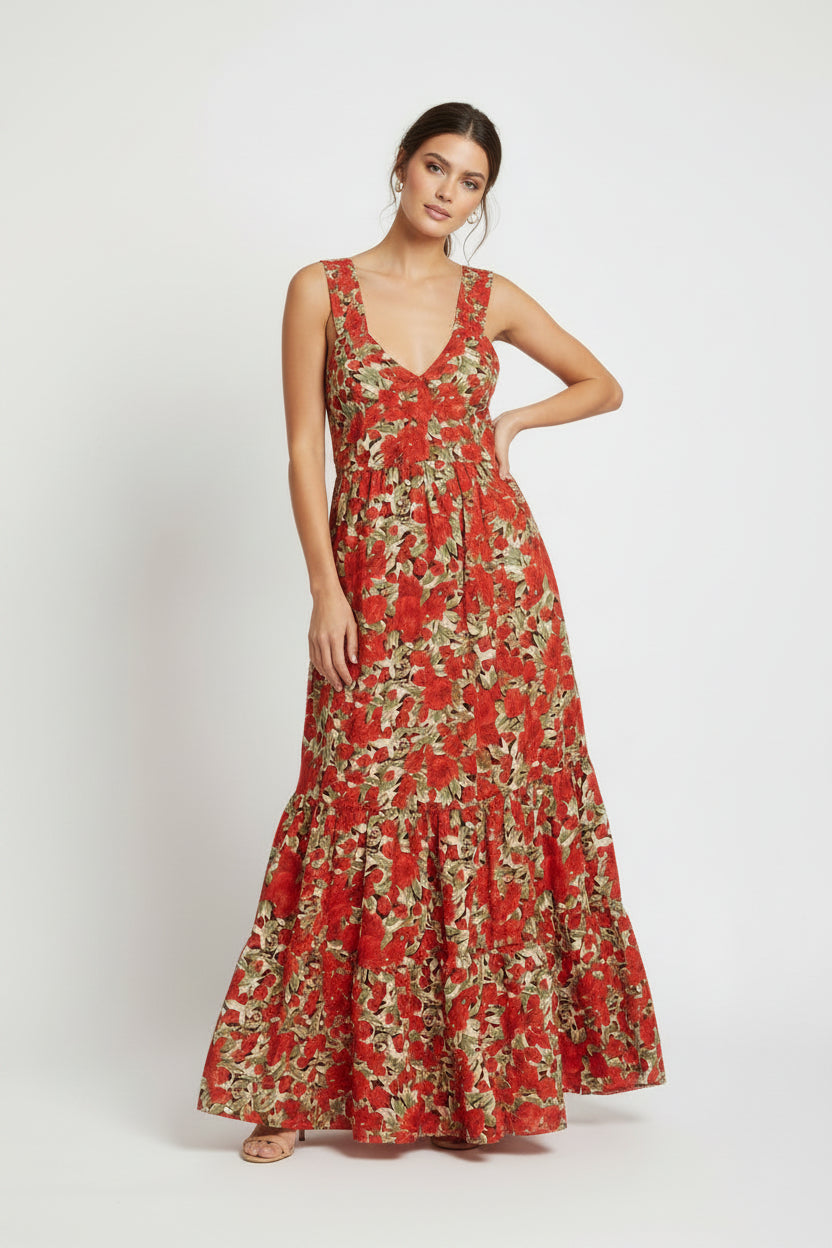Shein women's maxi dress size 6 floral sleeveless grunge festival