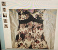 Floral dress on a light background with small images of the dress on the left side.