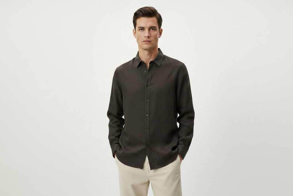 Uniqlo men's shirt size XL grey long sleeves button up work party wear