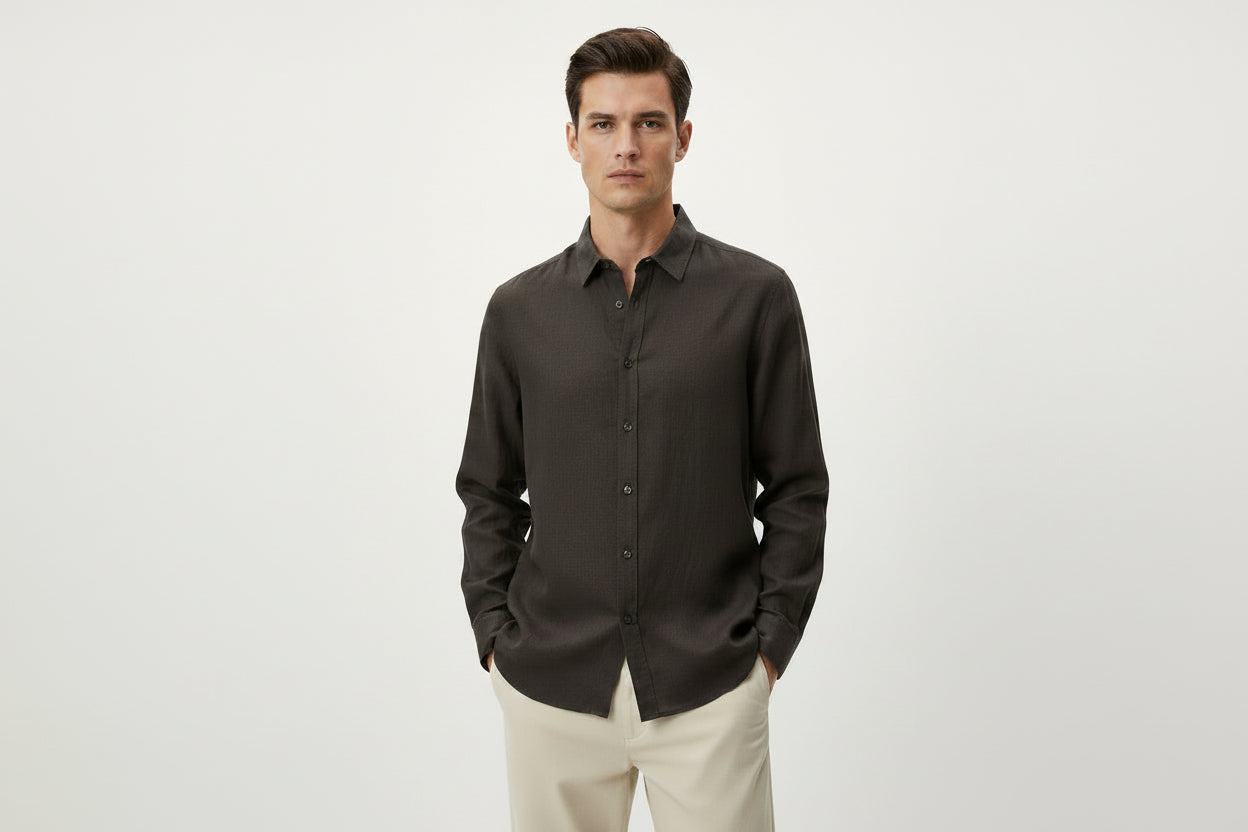 Uniqlo men's shirt size XL grey long sleeves button up work party wear