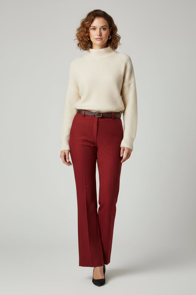 Women's lined pants 100% pure wool size 14 red 
