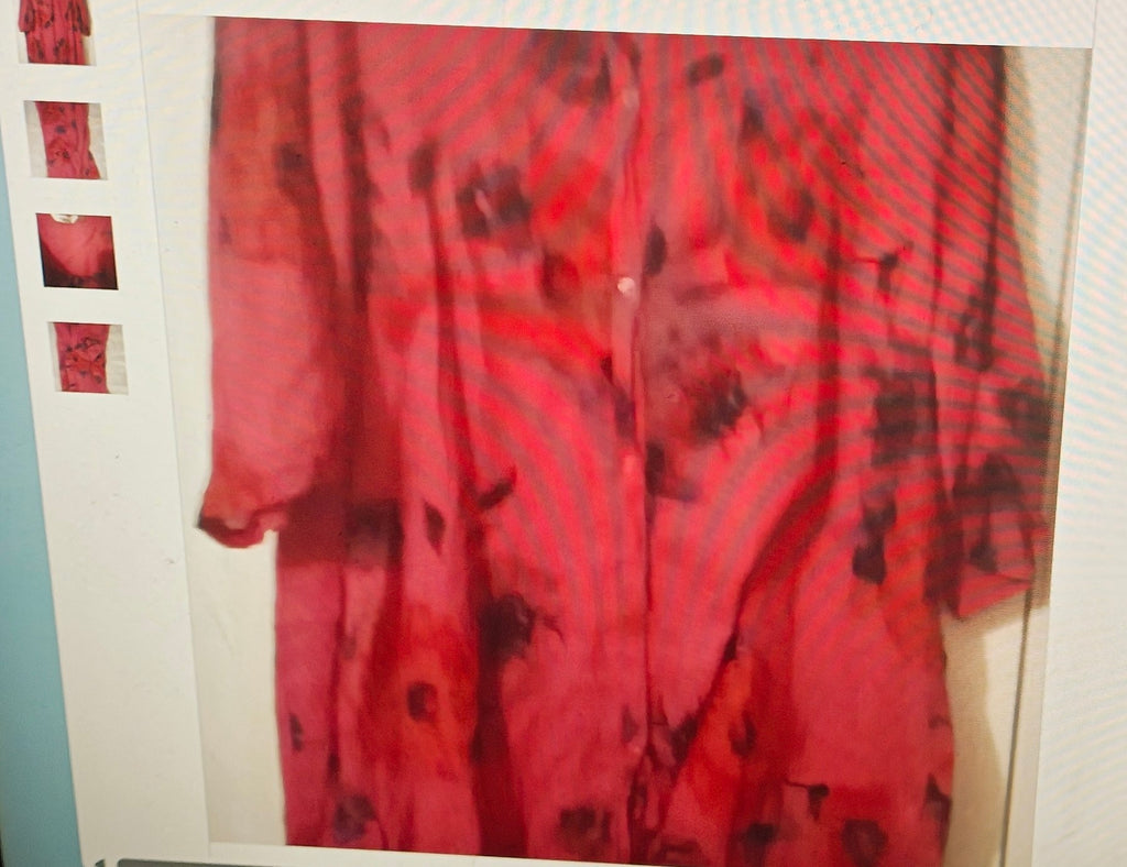 Dalin women's long bottom-up shirt size 2X red/black long sleeves grunge summer
