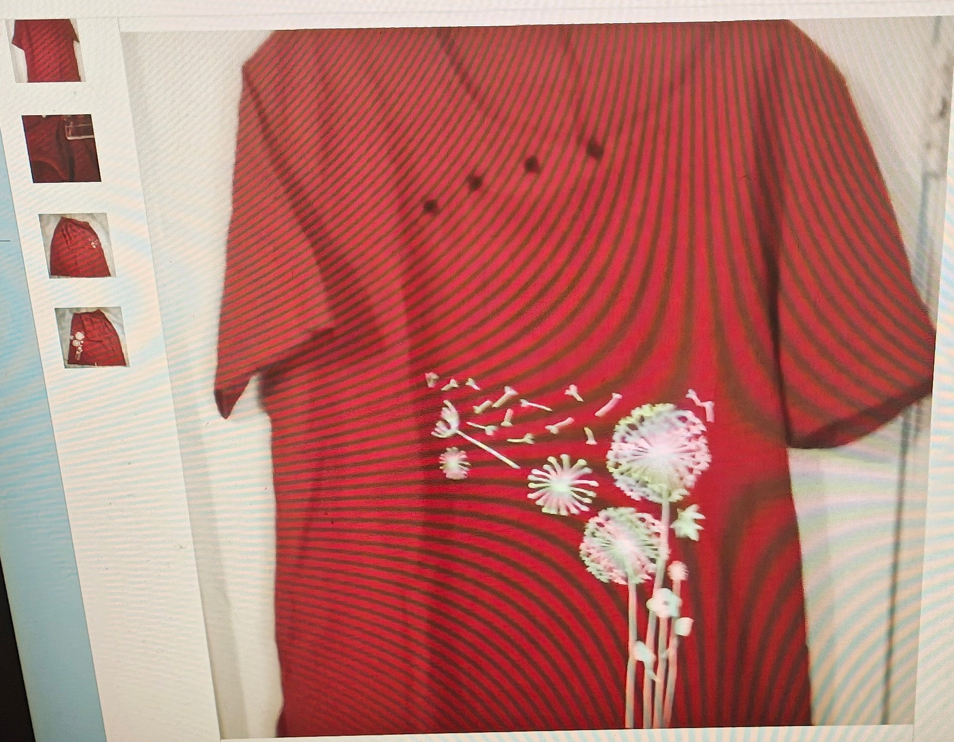 Women's blouse size M short sleeves color rust w/front painted design grunge wear
