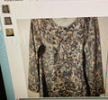 Cubism women's 3/4 sleeve top size L light multicolor leaves geometric maiden style
