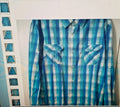 PD&C men's shirt size XXL long sleeves blue/white cotton cottage western