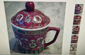 Replacement Vintage Chinese Jingdezhen Famille Rose Longevity Lidded Mug

