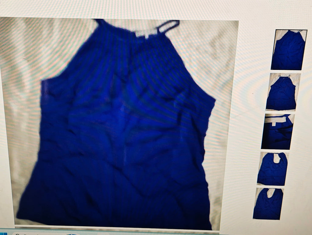 Violet & Claire women's sleeveless top size L blue polyester satin grunge boho goth
